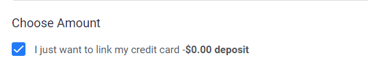 Opción del formulario de Vultr para vincular una tarjeta: solo vincular una tarjeta de crédito y no cargar crédito.